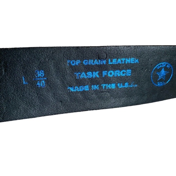 TASK FORCE Black Top Grain Leather Belt Mens Sz L 38-40 Made In USA - Picture 6 of 6
